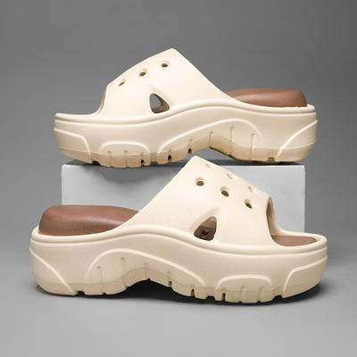 2024 сандалии на толстой подошве для отдыха на открытом воздухе, однотонные, для дома, женские, новые летние, увеличивающие рост, мягкие тапочки из ЭВА