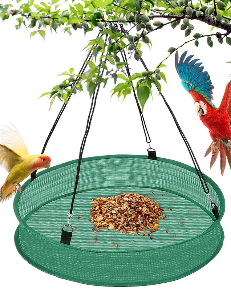 Bird Seed Catcher Tray Universal Mesh Bird Feeder Tray with Hook Hanging Bird Feeder for Outdoor Garden Lawn Patio
