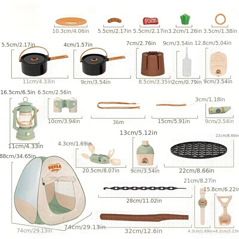 Детский набор для кемпинга Игрушка Набор юного исследователя Игры в воображении ДОПОЛНИТЕЛЬНО Палатка Костер Бинокль Часы Сумка Подарок на день рождения для мальчиков и девочек