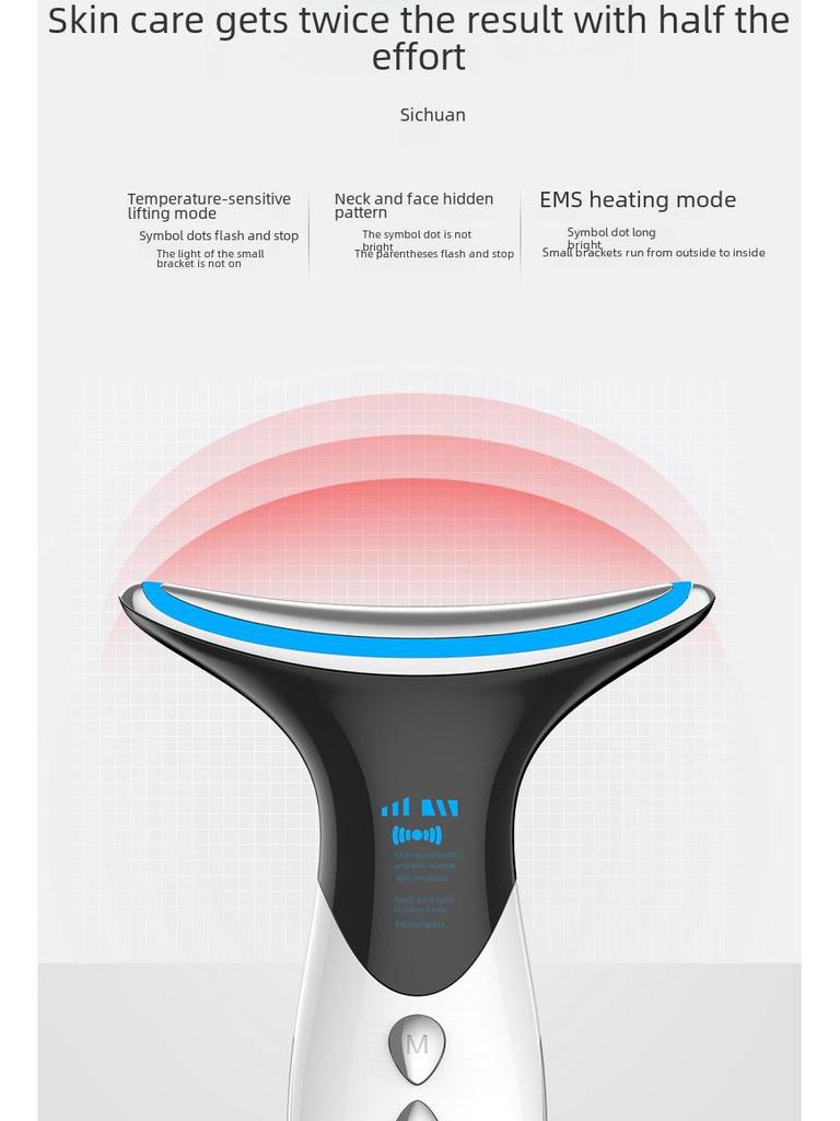 Устройство для микротоковой терапии лица и шеи EMS: Устраняет морщины на шее и носогубных складках, вибрирует для массажа, подтягивает и укрепляет кожу, борется с морщинами.