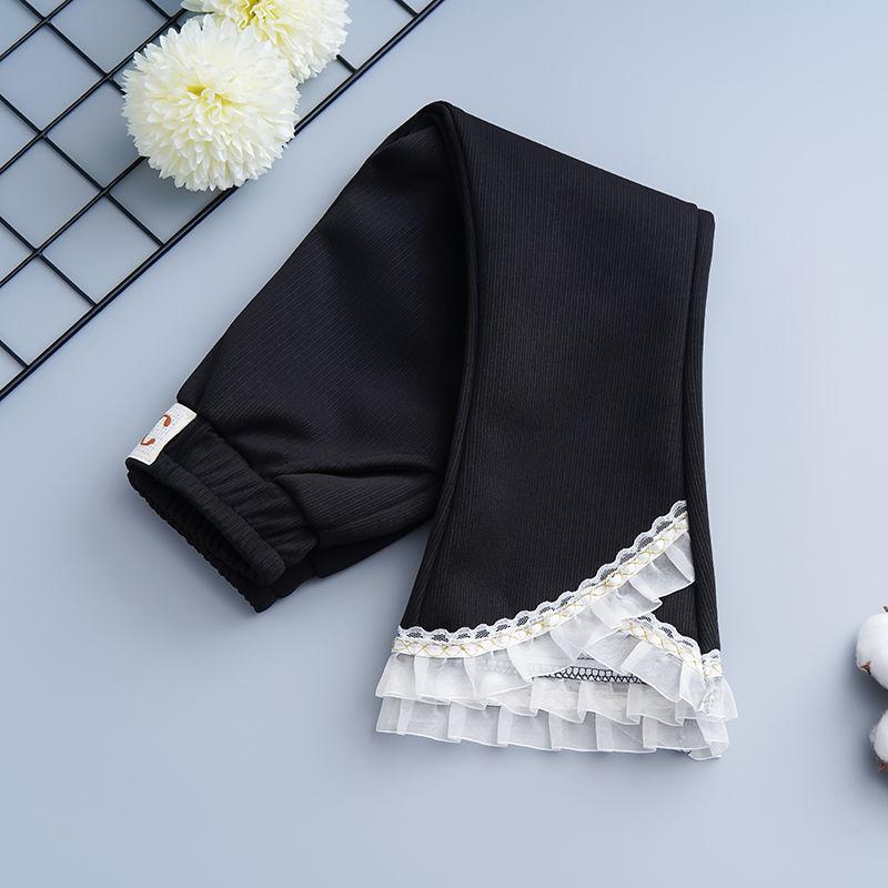 Girls' Pants for Spring and Autumn Children's Spring Pants for Outerwear Black Girls' Elastic Micro Flared Pants