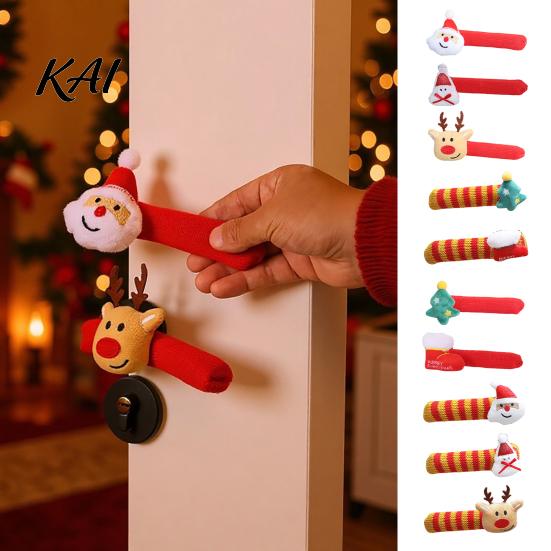 Christmas Gift for New Home Knitted Doorknob Covers, Santa Reindeer Decor, Anti?Slip Protector Sleeves, Door Handle Guards Cushion Pads, Floor