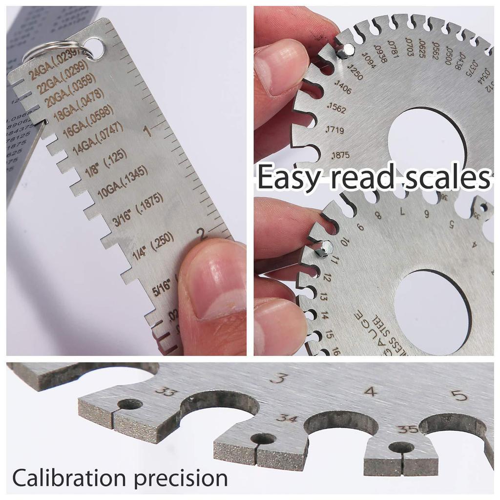 Стальной двухсторонний измеритель проволоки и толщины листового металла Круглый двухсторонний измеритель проволоки для сварки и механической обработки