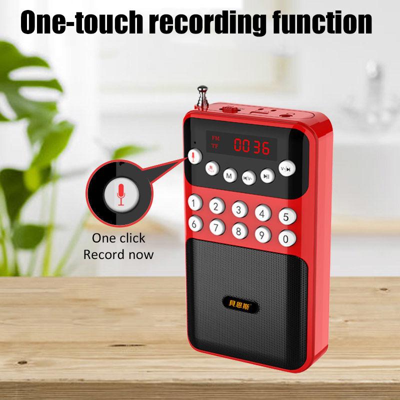 Портативный мини-радио FM-приемник, беспроводной Bluetooth-динамик, TF MP3-плеер с разъемом 3,5 мм, поддержка записи 18650, перезаряжаемый