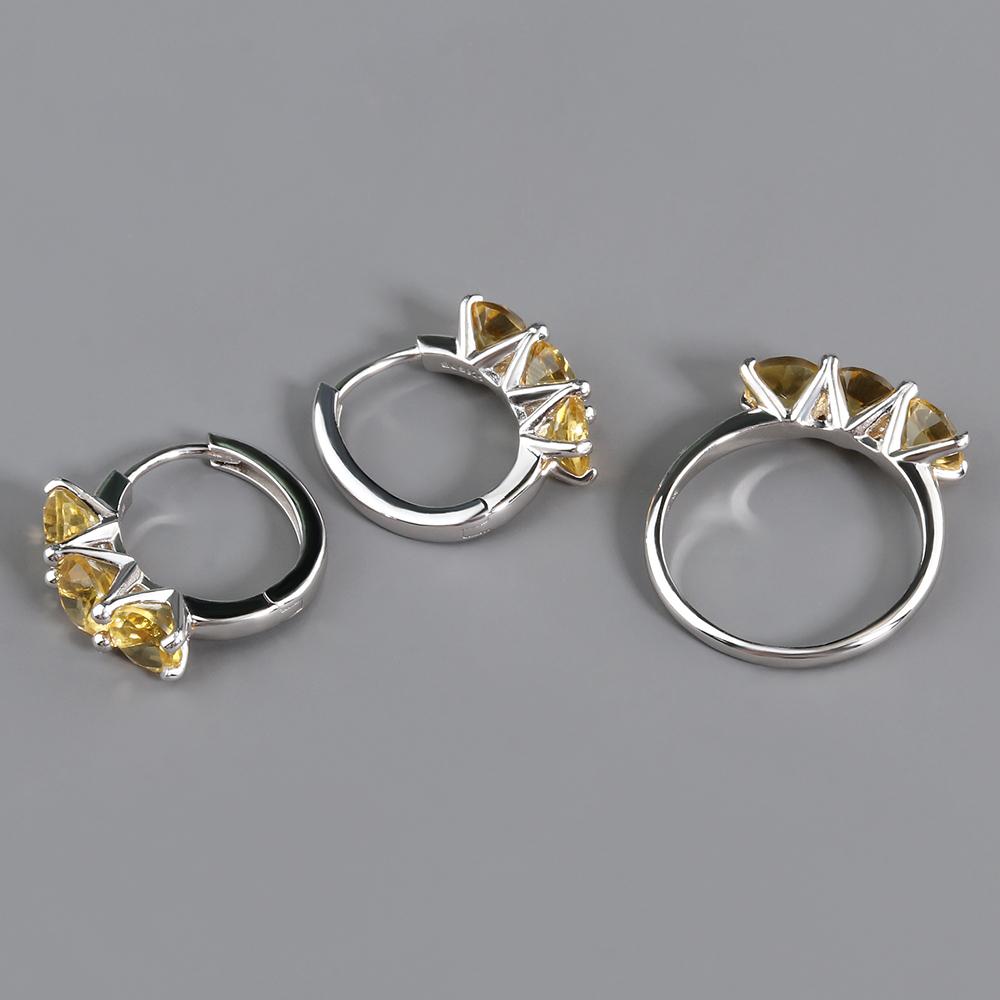 Bolaijewelry Новые модные женские серьги с натуральным драгоценным камнем и цитрином, простой дизайн, серебро 925 пробы для мамы, праздничный подарок