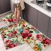 1Pcs Rose Romantic Floral Print Area Rug, Non-Skid Washable Door Mats, Boho Entrance Welcome Rugs, Valentine's Day Decor Carpet