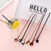 New Reusable Metal Bar Tea Stainless Steel Straws Spoon Coffee Spoons Drinking Straw