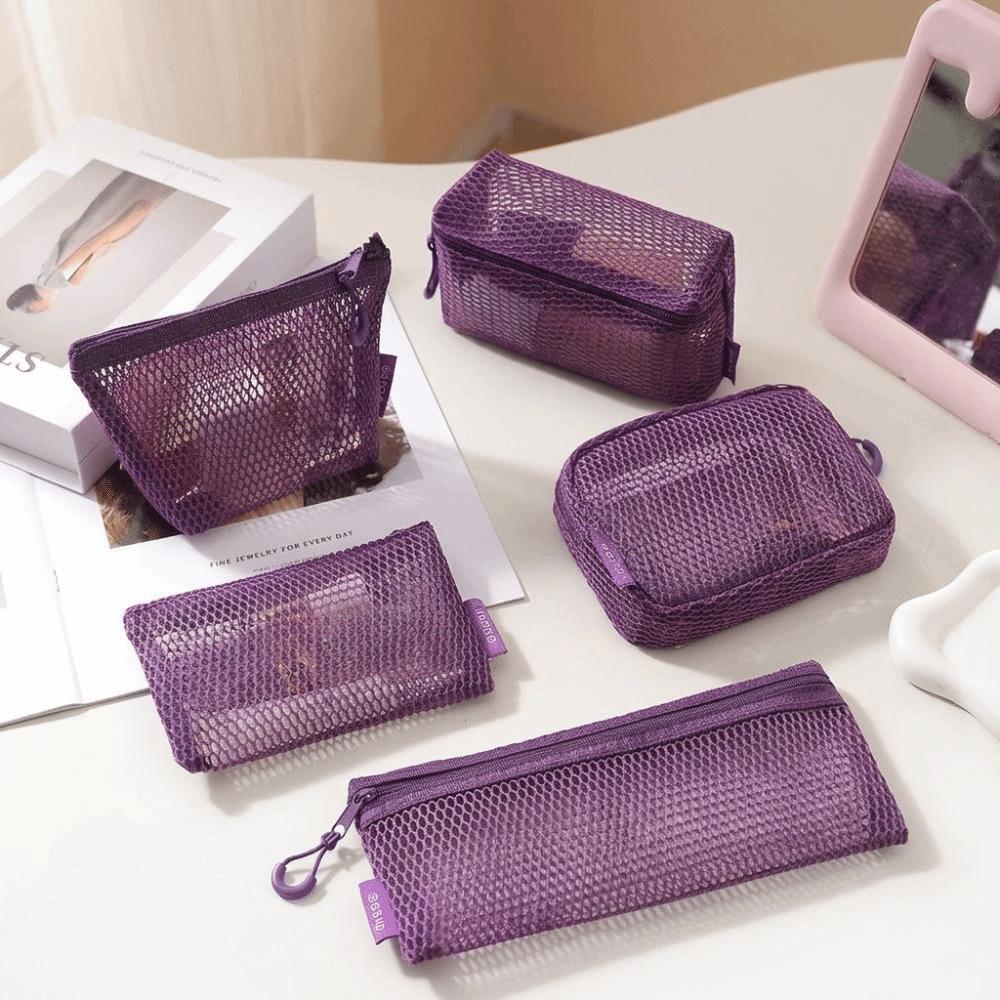 Breathable Transparent Storage Bag Square Mesh Storage Pouch New Cosmetic Bag Office Organization