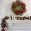 Рождественский венок для входной двери Искусственная сосна и красные ягоды Зеленый декор В помещении На улице Праздничное подвесное украшение