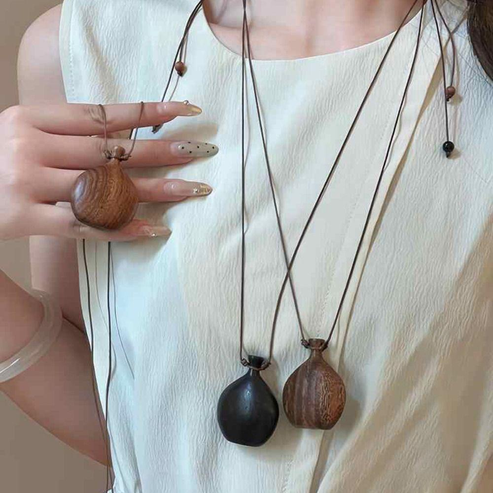 Ожерелье из цепочки «Деревянный свитер» с длинным кулоном, новое ожерелье «Флагон»