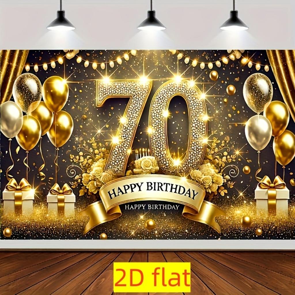 2D flat design, 70th birthday party banner background fabric, for parties, weddings, birthdays, and celebration decorations