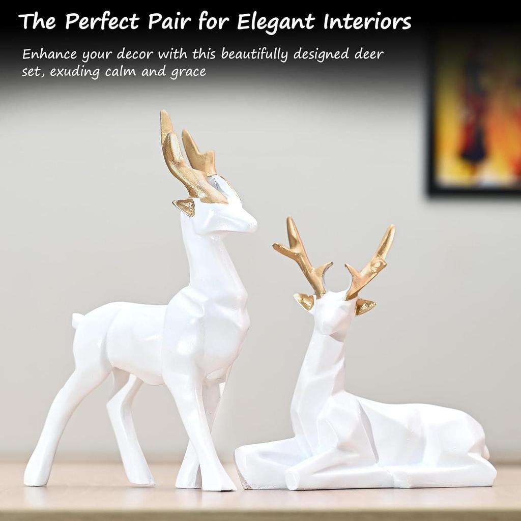 Home Decor, Set of 2 Deer Resin Showpieces Stunning Hiran Statue for Living Room Decor, Gift Items for Women,