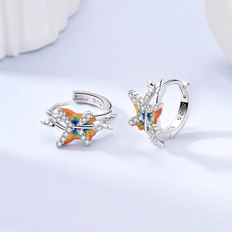 Серьги-кольца из серебра 925 пробы Бант Пчела Вишня Бабочка Перо Кубический цирконий Серьги для женщин DIY Изготовление ювелирных изделий Подарок