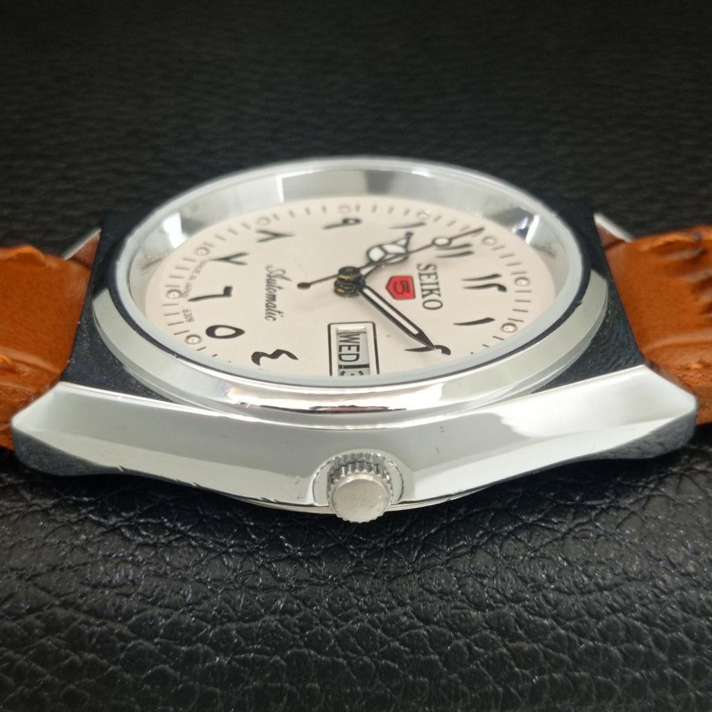 ЯПОНСКИЕ ВИНТАЖНЫЕ ОТРЕМОНТИРОВАННЫЕ МУЖСКИЕ АВТОМАТИЧЕСКИЕ ЧАСЫ SEIKO 5 6309A БЕЛЫЕ a442614-1