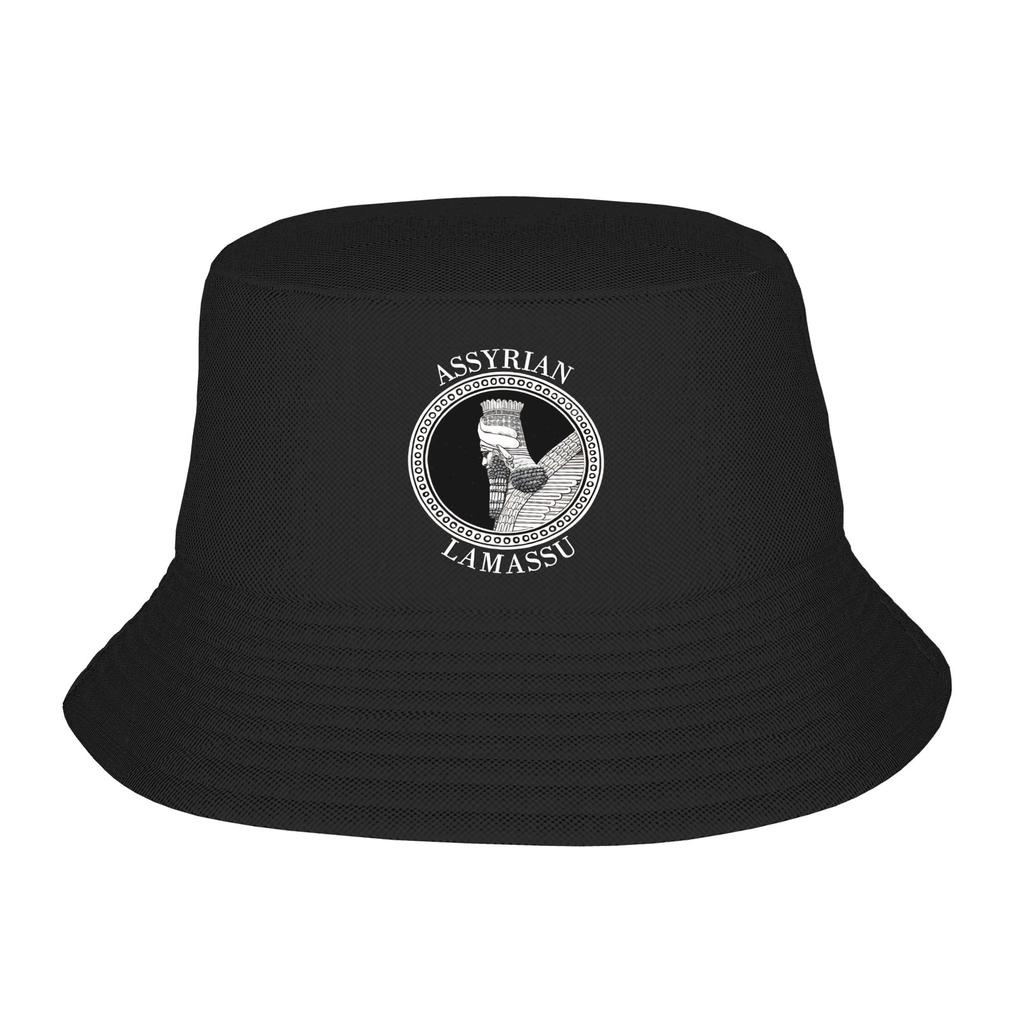 Assyrian Anunnaki Bucket Hat For Women FisherUnisex Hats Vintage Travel Hiking Caps Portable Hip Hop Pattern Sun Hats