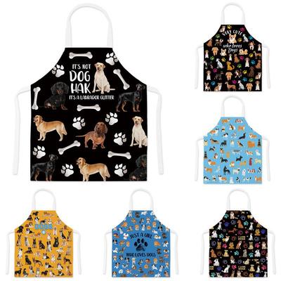 Льняной фартук с мультяшным животным: Масло- и пятностойкий для кухни и домашней работы