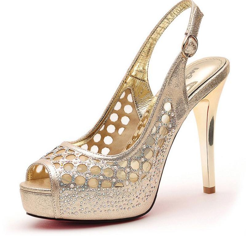 Мода Европа Америка 2024 Летняя мода Сексуальные туфли на шпильках Туфли с открытым носком на платформе Полые женские туфли для вечеринок Fish Mouth Sandalias De Mujer