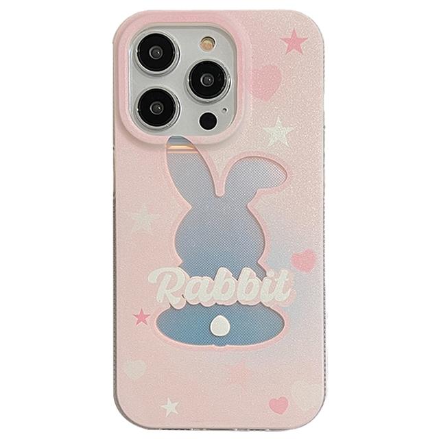 Прекрасный розовый чехол с кроликом для Iphone 13 11 12 14 Pro Max 14 Plus Cute Bunny Laser Phone Cover Capa