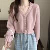 Lazy Korean Style Loose Short Slim Cardigan Sweater Coat Women's Autumn Winter Outerwear Long Sleeve Knitted Top