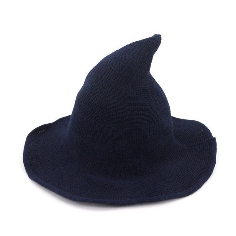 Modern Witch Hat Knitting Hat Masquerade Adult Kids Halloween Witch Hats Cosplay Costume Hat Halloween Accessories Horror Party Fancy Dress Decor