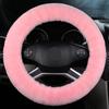 Universal Winter Warm Car Steering Wheel Cover 100% Thicken Wool For 36.5-38.5cm Anti-Slip Soft Fluffy Interior Car Accessories