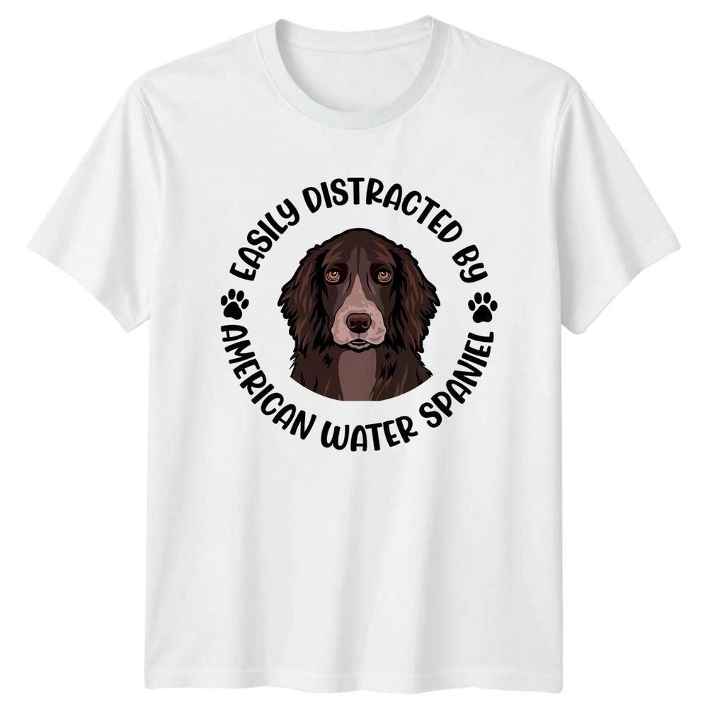 Easily Distracted By American Water Spaniel TShirt Dog Owner Gift