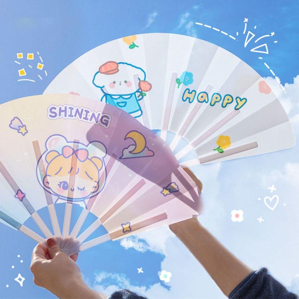 Gifts Folding 7-fold Fan Cartoon Cartoon Folding Fan Cute Hand Held Fan