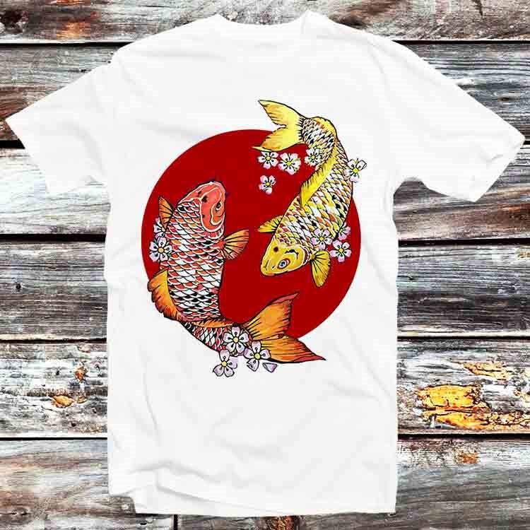 Yin Yang Koi Fish Red Sunset T Shirt Mens Womens Tees Top B1063