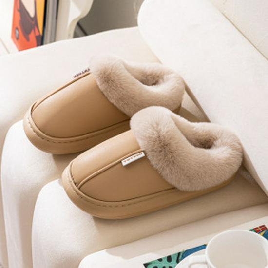 Женские нескользящие водонепроницаемые хлопковые тапочки на толстой подошве – Уютный меховой дизайн для осенне-зимнего периода, для беременных и мужчин