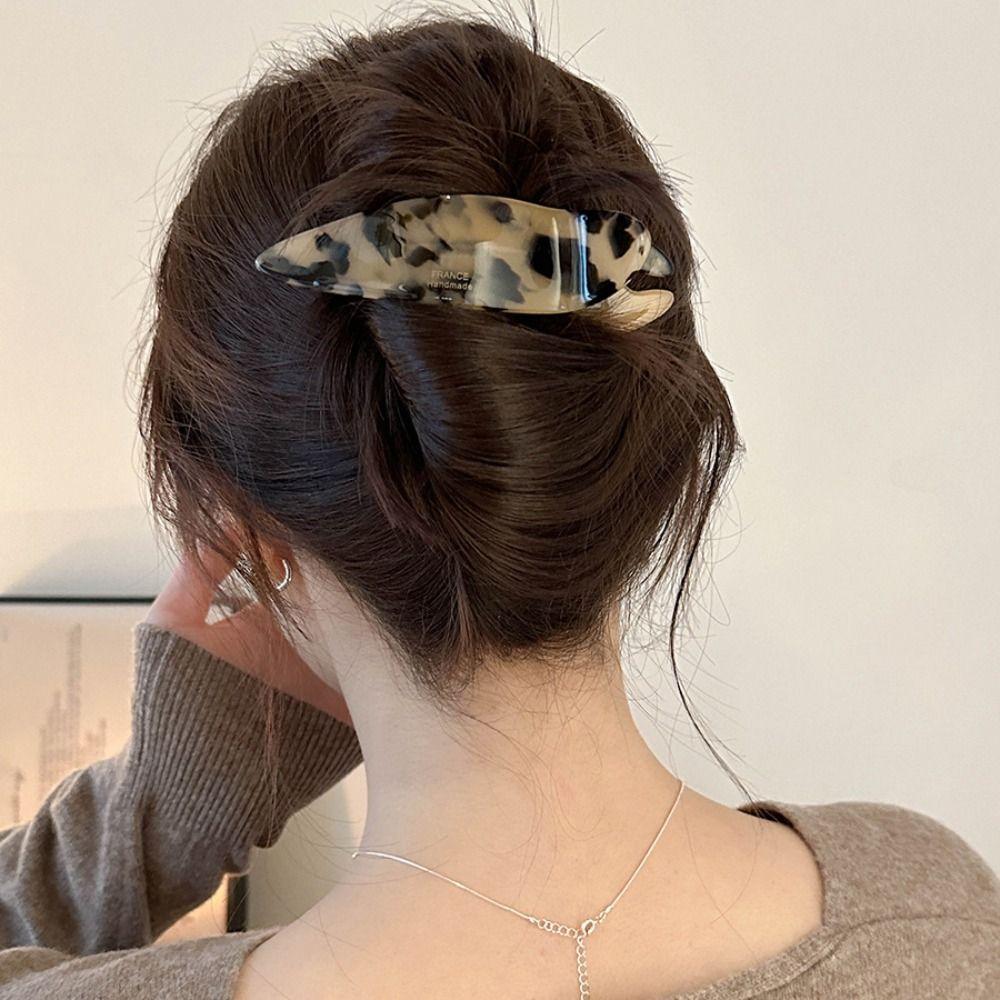 Sweet Leopard Hair Clip Elegant Kroean Style Barrettes Temperament Acetic Acid Duckclip Women