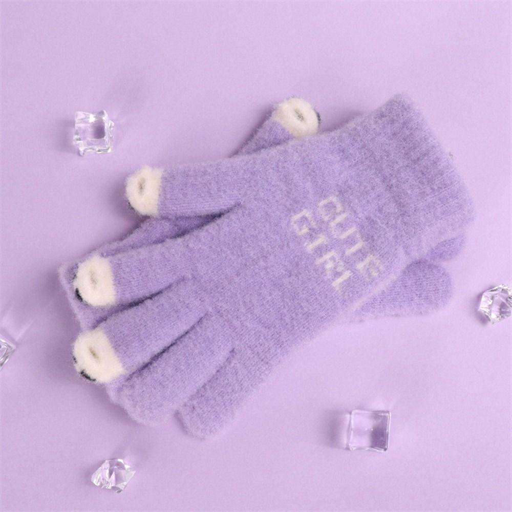 Panda Fluffy Mittens Warm Cute Velvet Gloves Lovely Plush Knitted Gloves Male