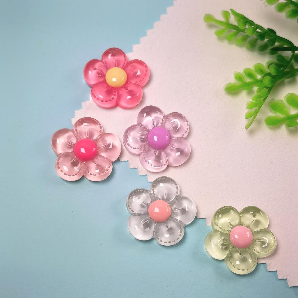 Hot Selling 100Pcs Transparent Resin Flower Cabochons Flat Back Floral Beads Slime Charms Ornaments for Scrapbooking DIY Crafts