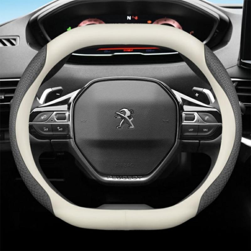 Leather Car Steering Wheel Cover for Peugeot 5008 3008 2008 208 Rifter GT EV 2024 2025 2026 Accessories