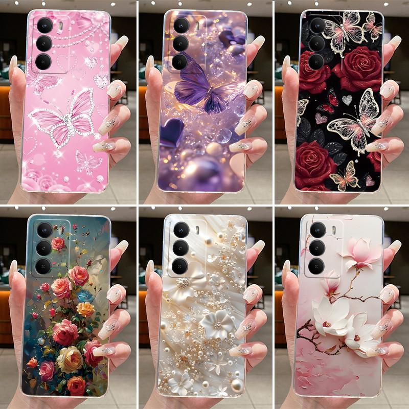Силиконовый чехол для Realme P3 Lite Красивые цветы Бабочка Защитный ТПУ Мягкая задняя крышка Fundas для телефона Realme P3 Lite 4G