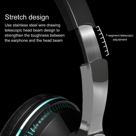 H2 Bluetooth-совместимые наушники 5.1 с цветной светодиодной подсветкой Портативная складная беспроводная гарнитура для игр