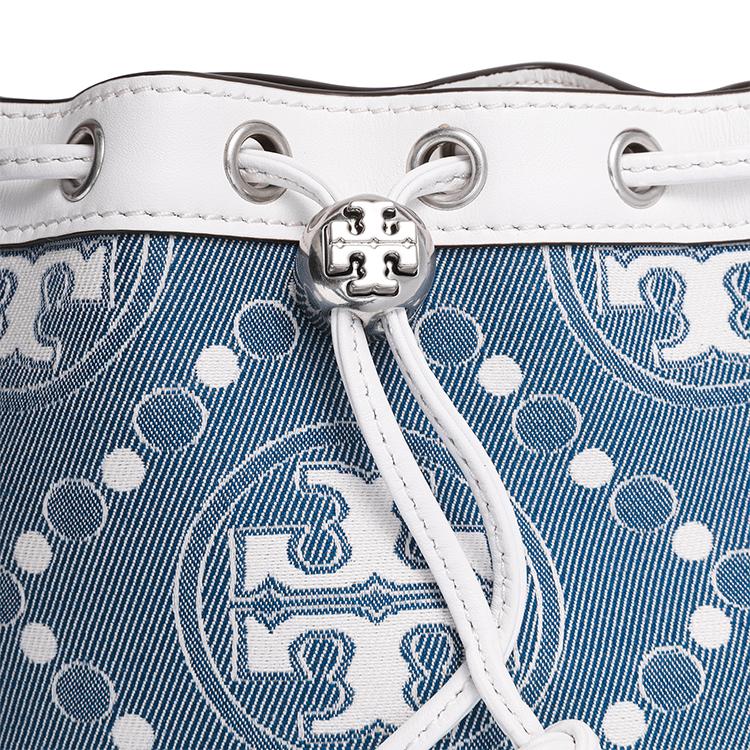 Tory Burch Сумка-ведро на шнурке с стеганым узором T Monogram Женские сумки Жемчужно-синий 149178-400