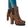 Fashion Fashion Women Ankle Boots Flock Leopard Slip On Short Boots Womens High Heels Platform Autumn Shoes Ladies Booties Retro Plus 43