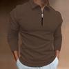 New Waffle Zip Long Sleeve Polo Shirt Men's T-shirt Top 8 Colours