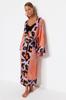Women's Fashion New Kimono&Kaftan Ethnic Patterned Belted Maxi Woven KimonoKaftan