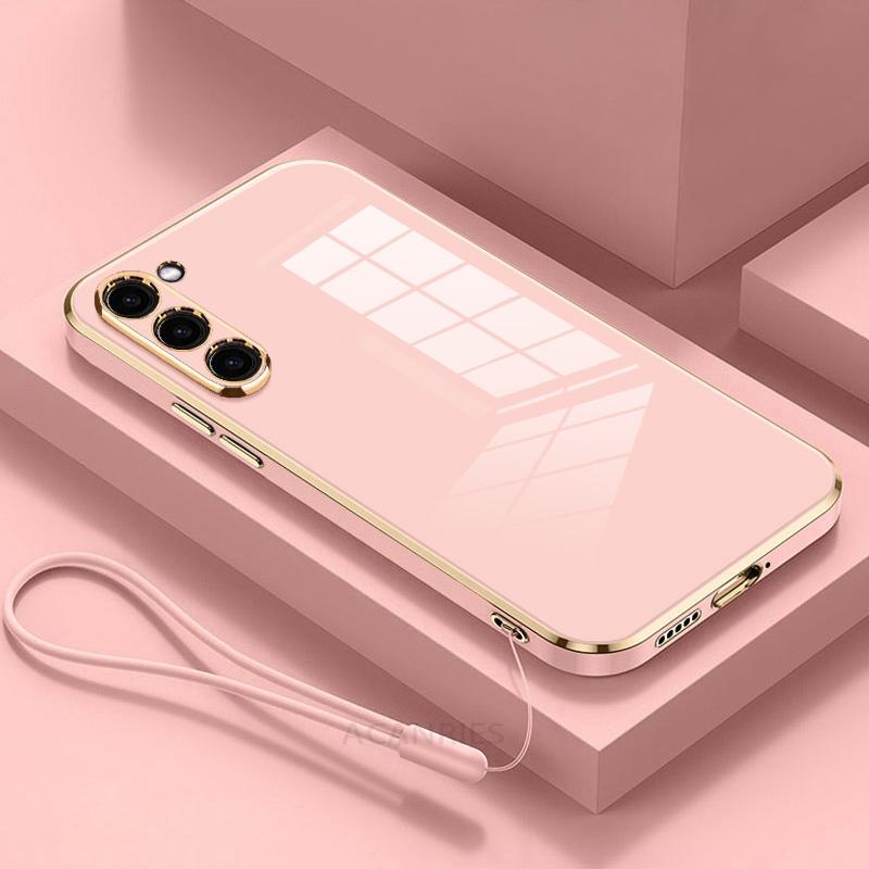S24ultra Роскошный Покрытие Ремешок Силиконовый Чехол Для Samsung Galaxy S24 Ultra S21 S22 S23 S20 Fe Plus Note 20 10 Мягкий Чехол S24plus