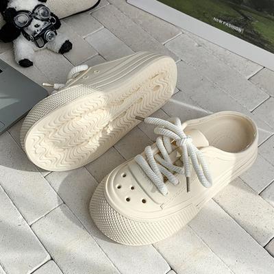 Женские модные сабо на платформе со шнуровкой, летние туфли, мягкие противоскользящие женские шлепанцы из ЭВА для пляжа и улицы, сандалии на толстой подошве