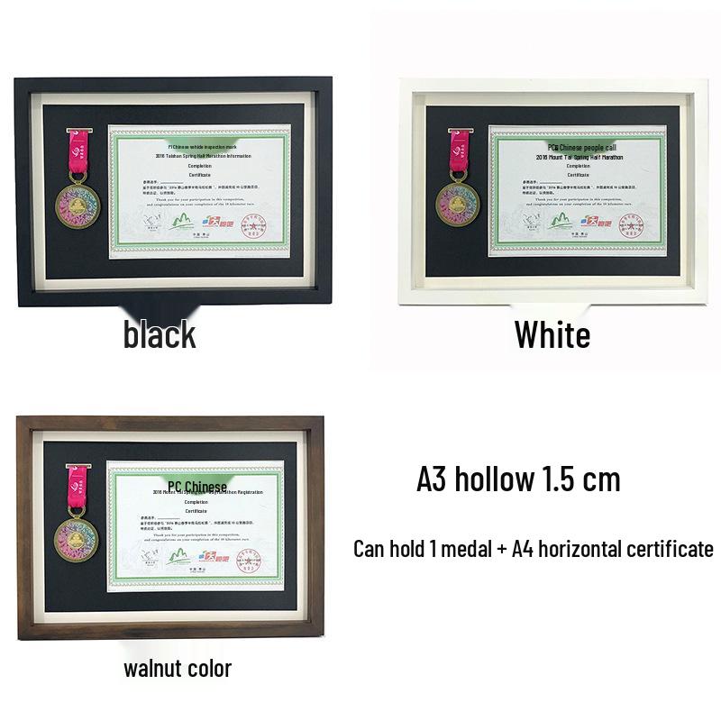 Solid Wood Medal and Certificate Display Rack with Photo Frame