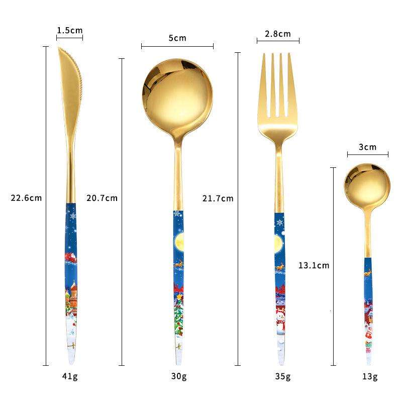 Christmas Starry Sky Western Food Tableware Set Spoon Hand Gift Hotel Home Steak Knife Box Fork Kitchen Dining Bar Garden