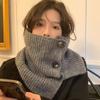 Fake Collar Soft Knitted Turtleneck Pullover Shawl Solid Color Buttons Closure Women Warm High Collar Neck Warmer