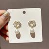 1010 new love pearl 911 silver needle Korean high-end sense rhinestone Internet celebrity temperament earrings pendant ear jewelry