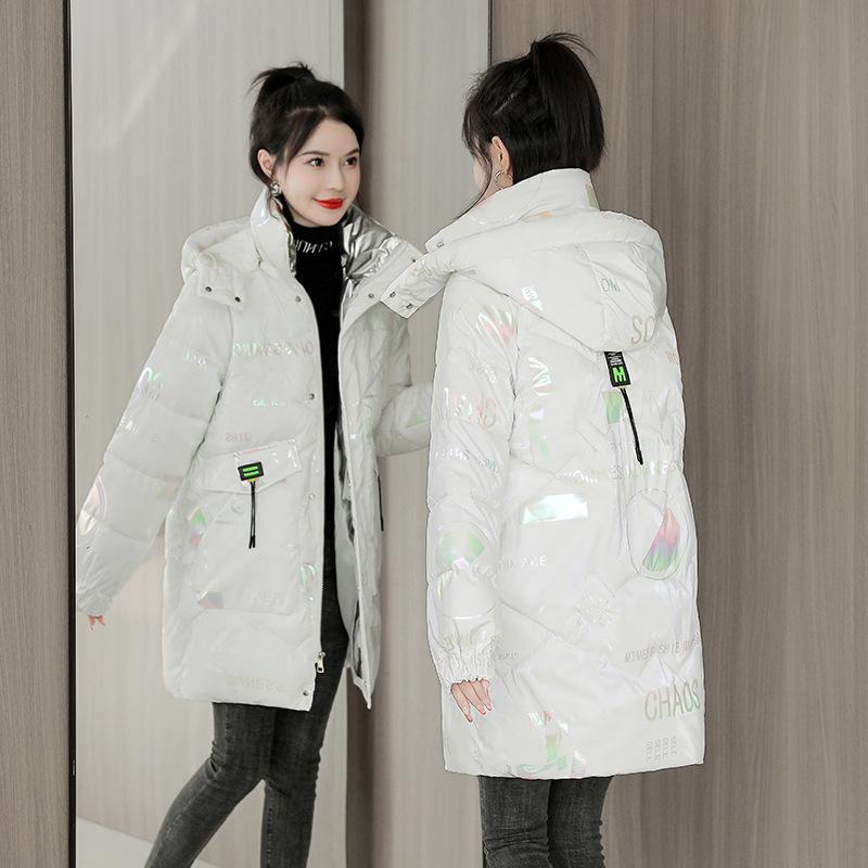 Women's Glossy Down Winter Long Jacket Loose Cotton Jacket