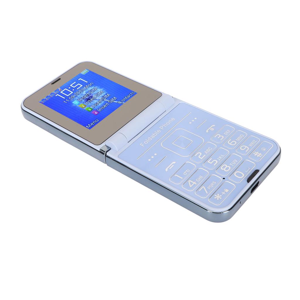 Раскладной телефон 2G 2.6 дюйма, мобильный телефон для пожилых людей, 2 экрана, 1.3 МП, 4 SIM-карты, режим ожидания, большие кнопки, большие цифры, громкий звук