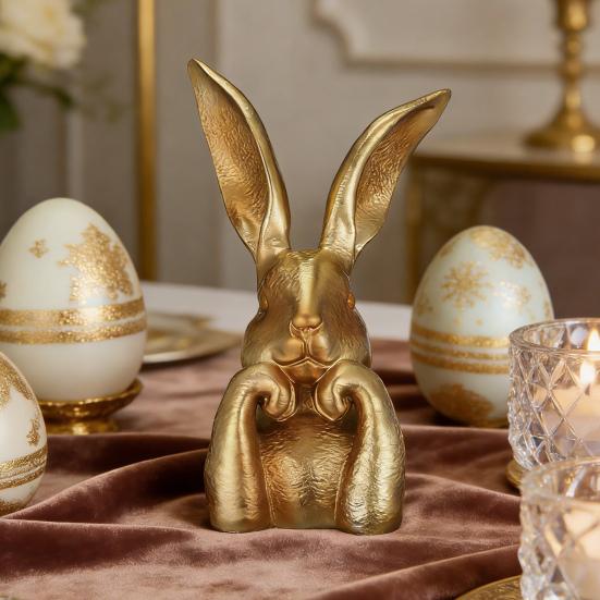 Фигурка Пасхального Кролика Милый Кролик, Держащийся за Лицо Статуэтка 3D-Печатное Украшение Кролика для Гостиной Спальни Книжной Полки Настольной Полки Декор