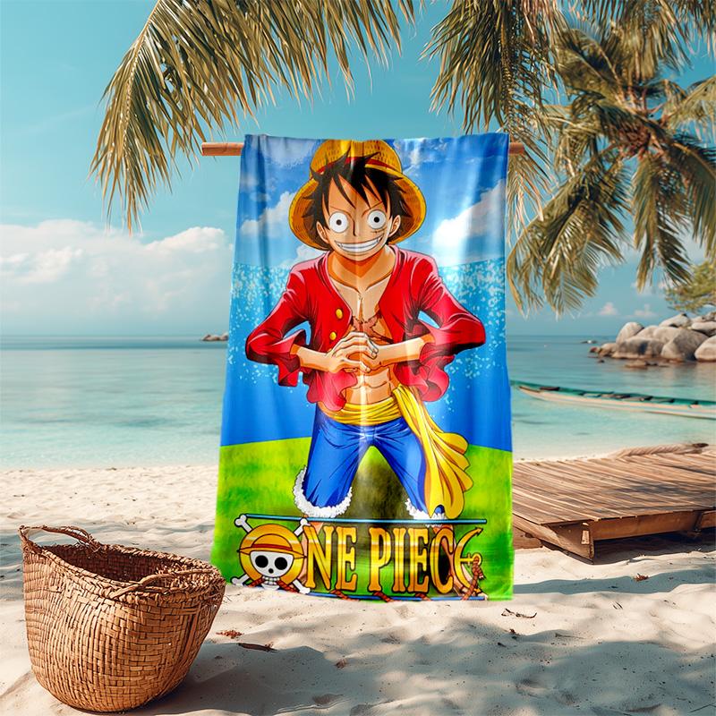 Classic Japanese element cartoon ONE PIECE Monkey D. Luffy beach towel outdoor camping vacation swimming beach towel outdoor absorbent bath towel Y3