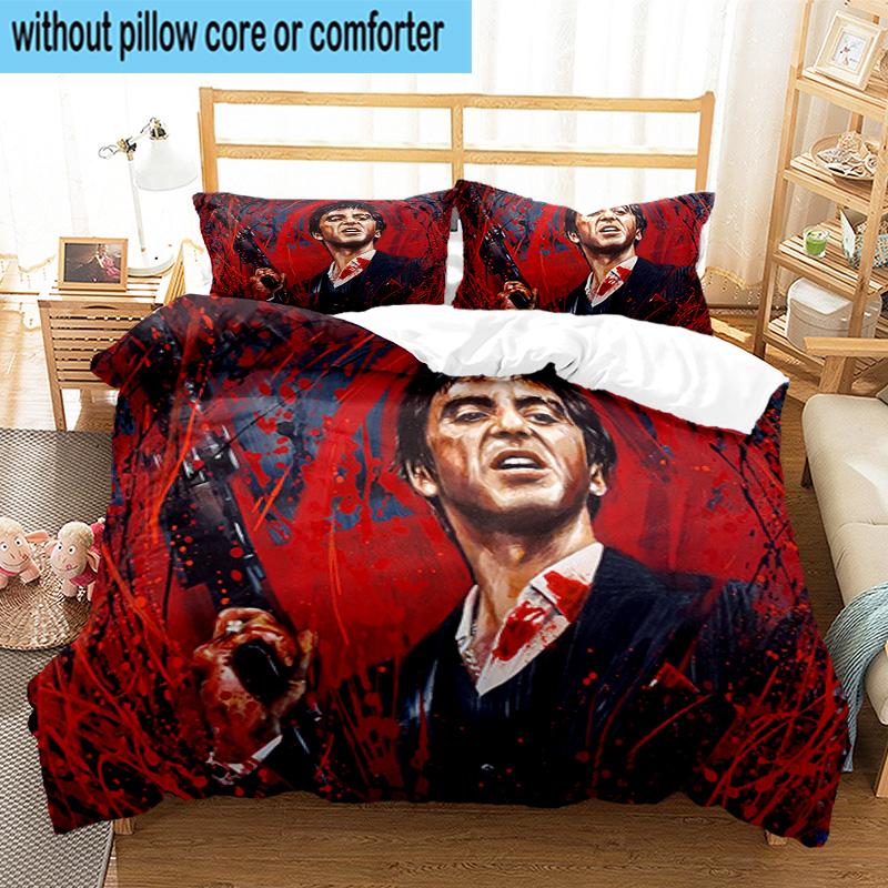 3PCS Scarface: Urban Art 3pcs Bedding,Including 3PCS Duvet Cover And 2pcs Pillowcases Perfect for Christmas,Ideal for Bedroom, Dormitory